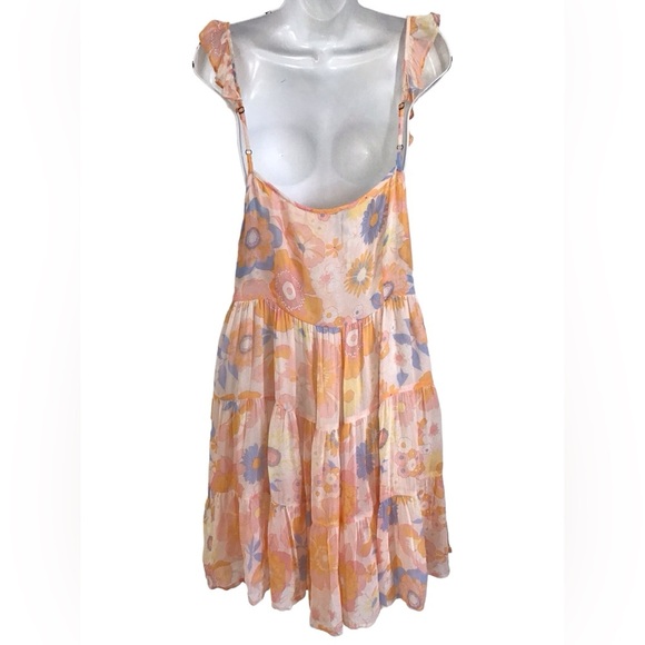 Supernatural Floral Tiered Ruffle Sleeve Chiffon Sundress NEW - Picture 2 of 8